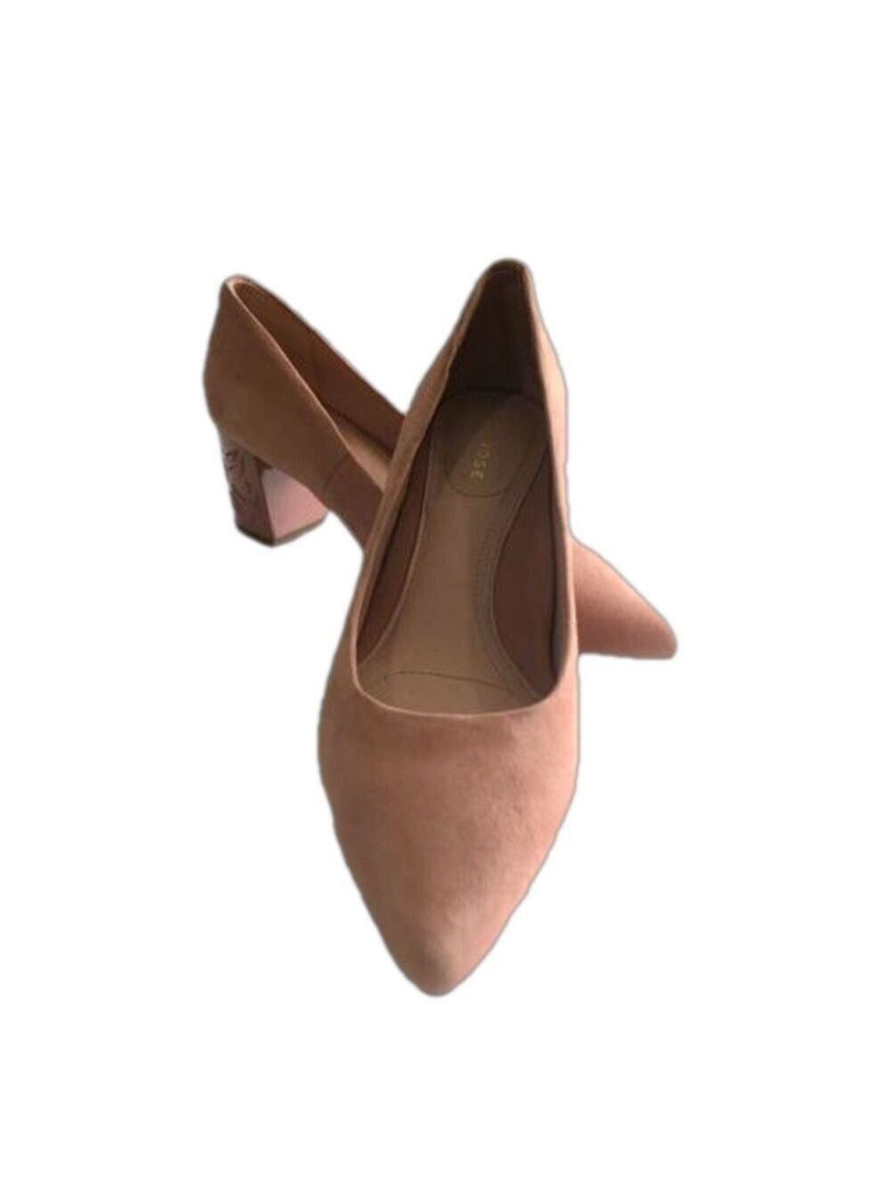 Taryn Rose Marigold Size 8.5 suede pointed toe block heel soft pink pumps. NWOB
